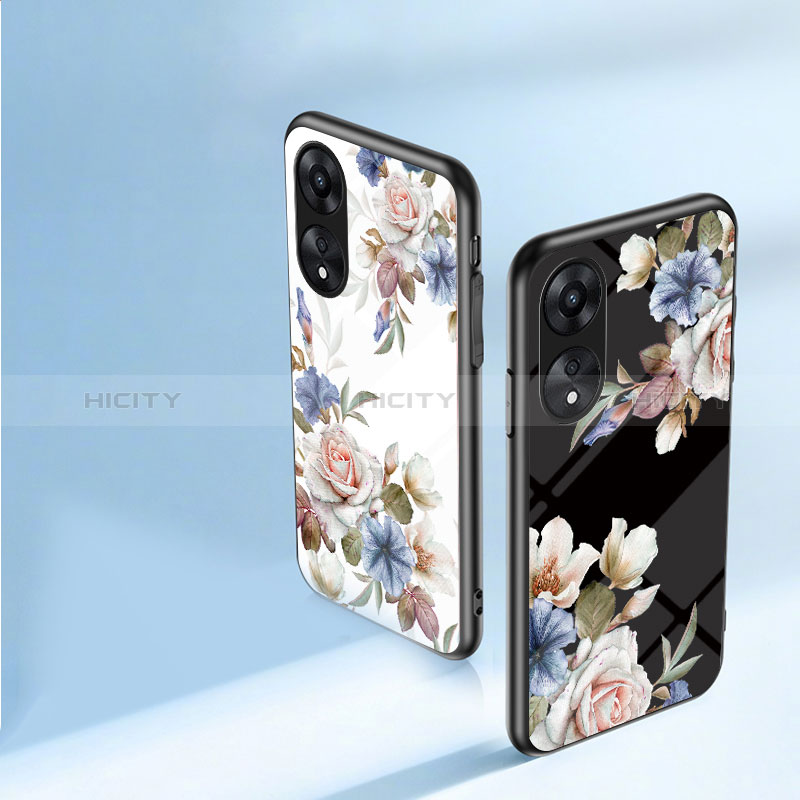 Handyhülle Silikon Hülle Rahmen Schutzhülle Spiegel Blumen S01 für Oppo A18