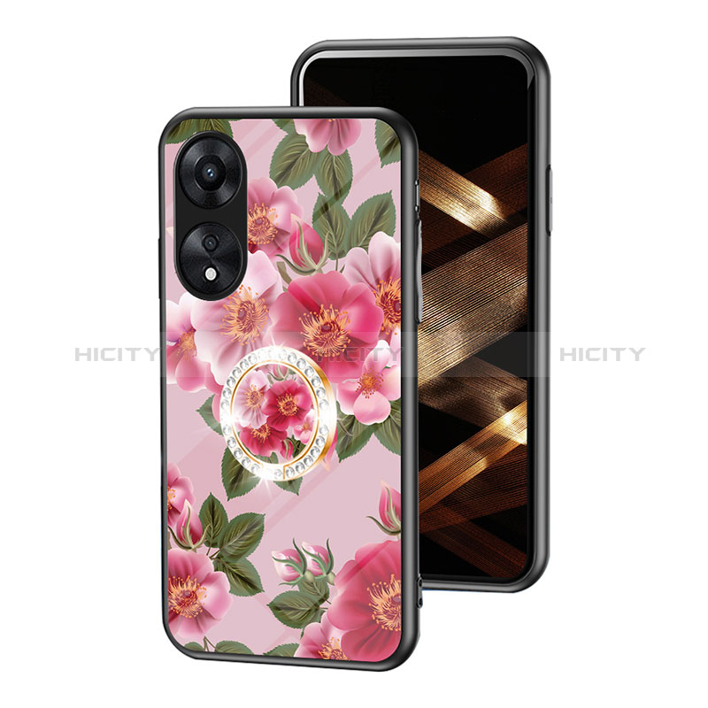 Handyhülle Silikon Hülle Rahmen Schutzhülle Spiegel Blumen S01 für Oppo A18