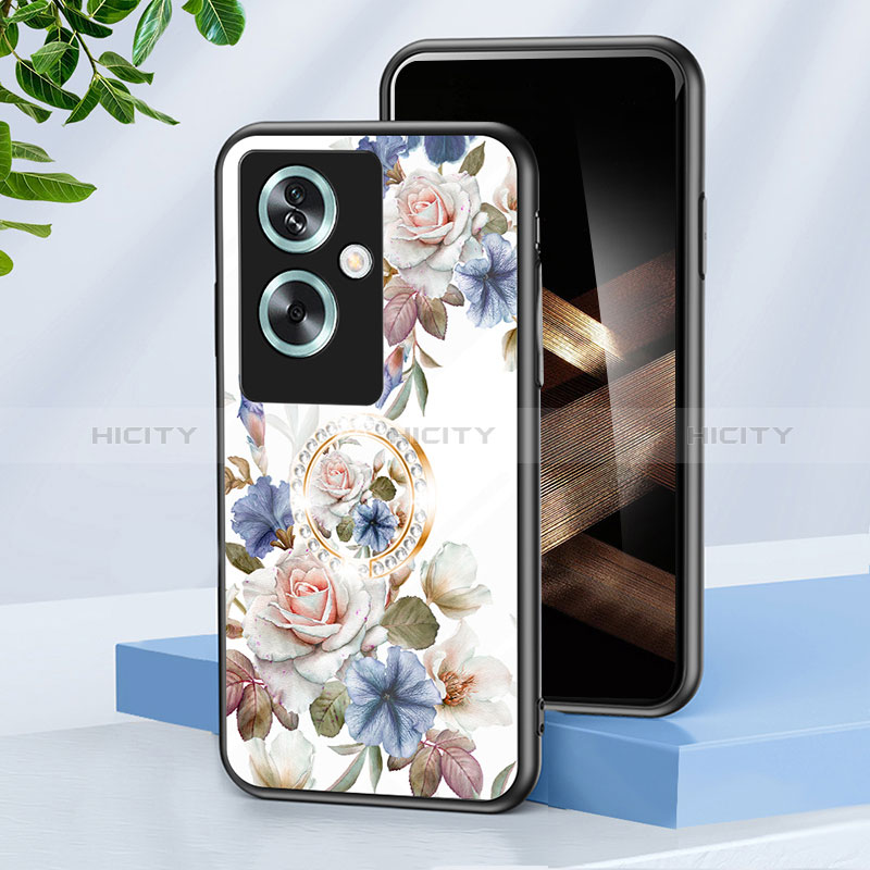 Handyhülle Silikon Hülle Rahmen Schutzhülle Spiegel Blumen S01 für Oppo A2 5G