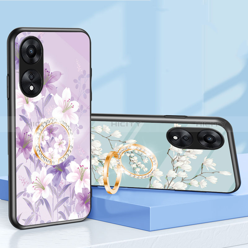 Handyhülle Silikon Hülle Rahmen Schutzhülle Spiegel Blumen S01 für Oppo A38 groß