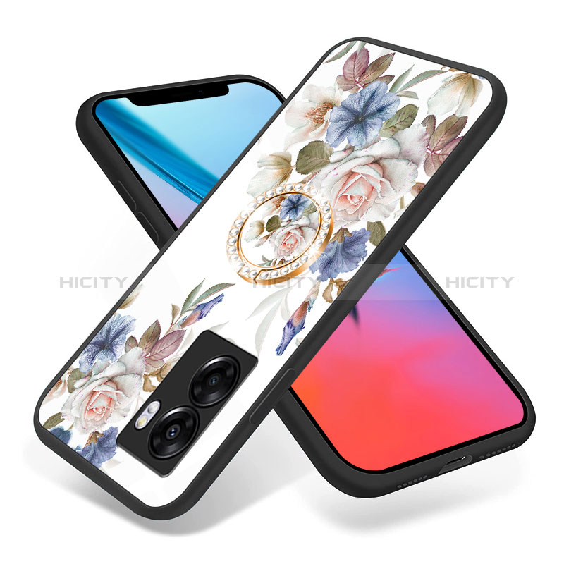 Handyhülle Silikon Hülle Rahmen Schutzhülle Spiegel Blumen S01 für Oppo A56S 5G