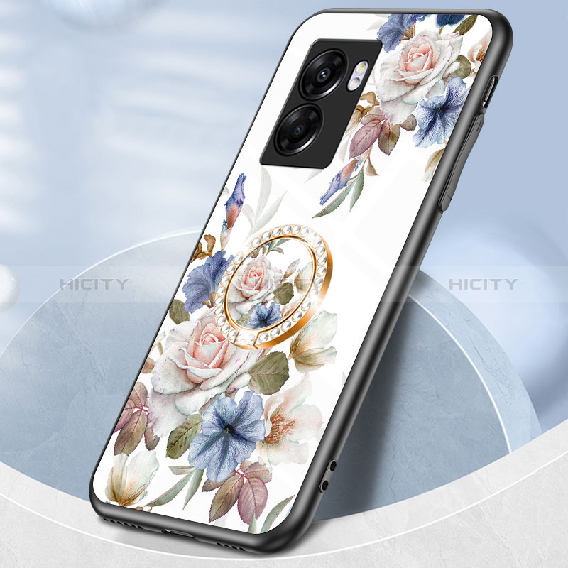 Handyhülle Silikon Hülle Rahmen Schutzhülle Spiegel Blumen S01 für Oppo A57 5G groß