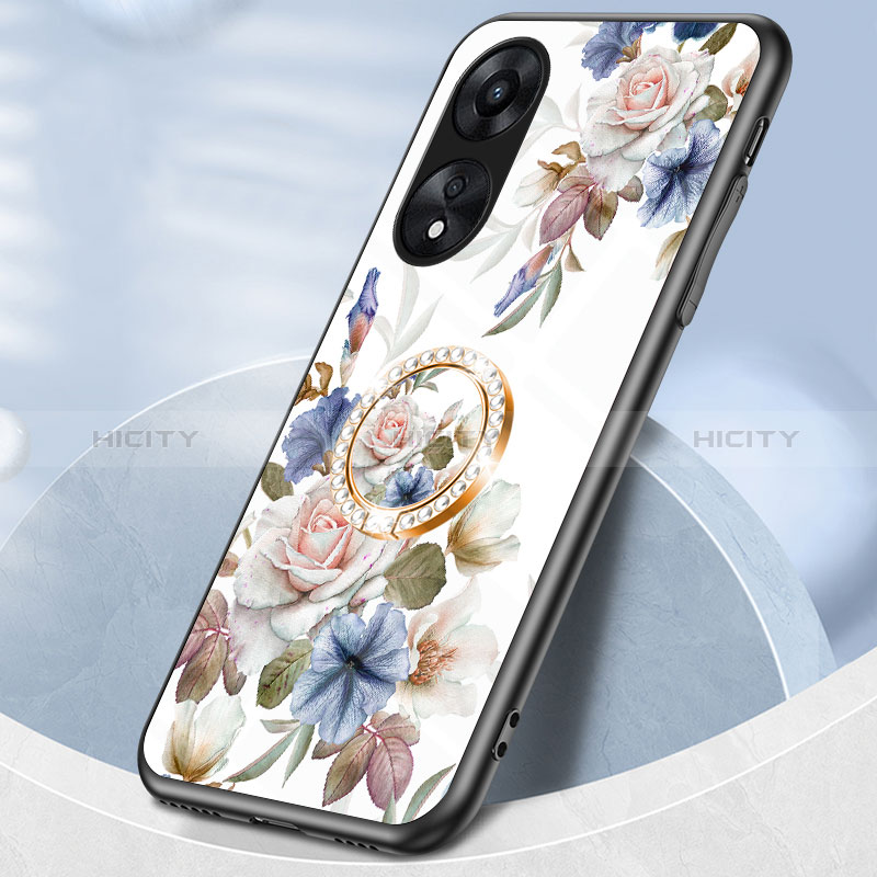 Handyhülle Silikon Hülle Rahmen Schutzhülle Spiegel Blumen S01 für Oppo A58 4G