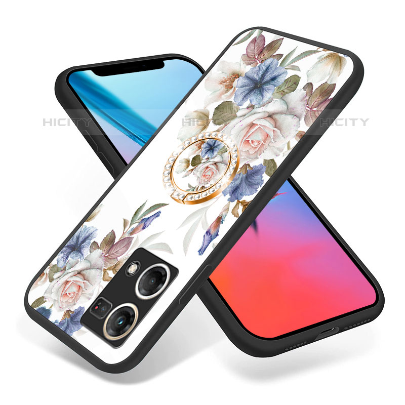 Handyhülle Silikon Hülle Rahmen Schutzhülle Spiegel Blumen S01 für Oppo F21s Pro 4G