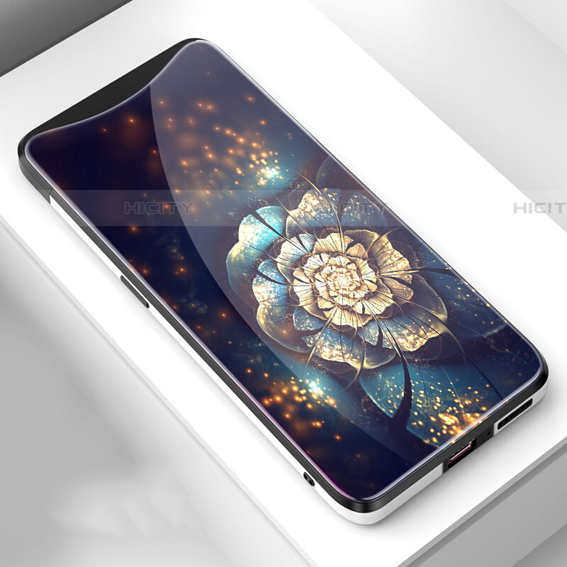 Handyhülle Silikon Hülle Rahmen Schutzhülle Spiegel Blumen S01 für Oppo Find X groß