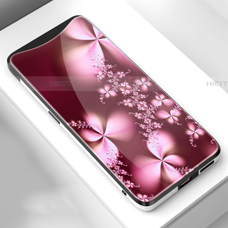 Handyhülle Silikon Hülle Rahmen Schutzhülle Spiegel Blumen S01 für Oppo Find X groß