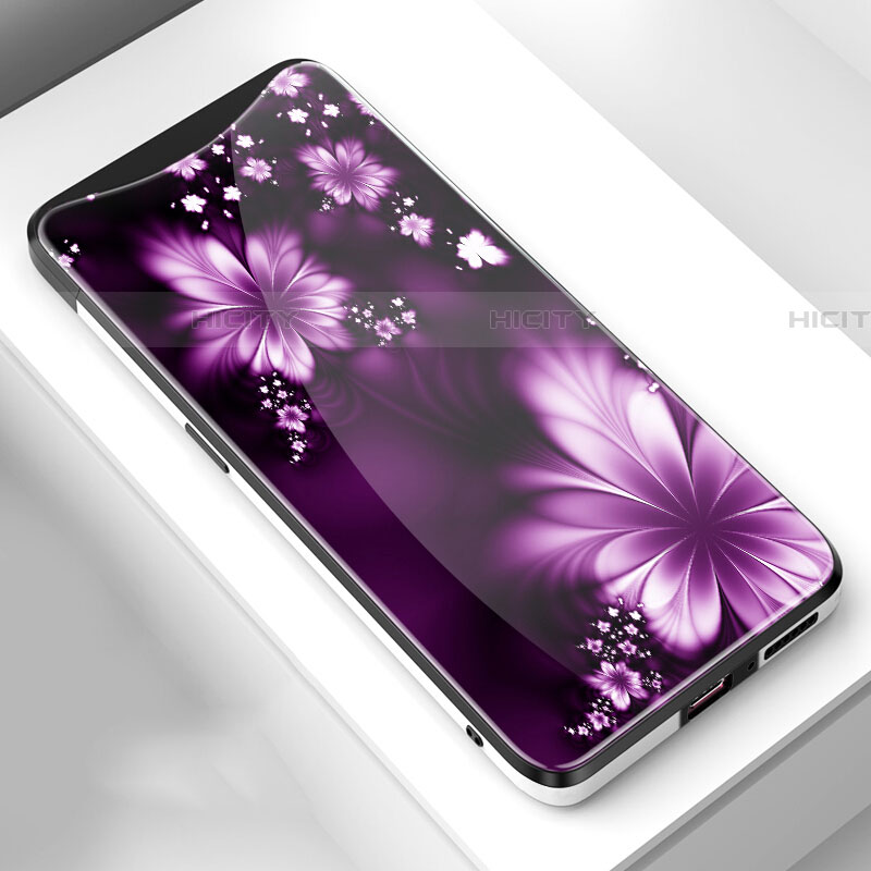 Handyhülle Silikon Hülle Rahmen Schutzhülle Spiegel Blumen S01 für Oppo Find X groß