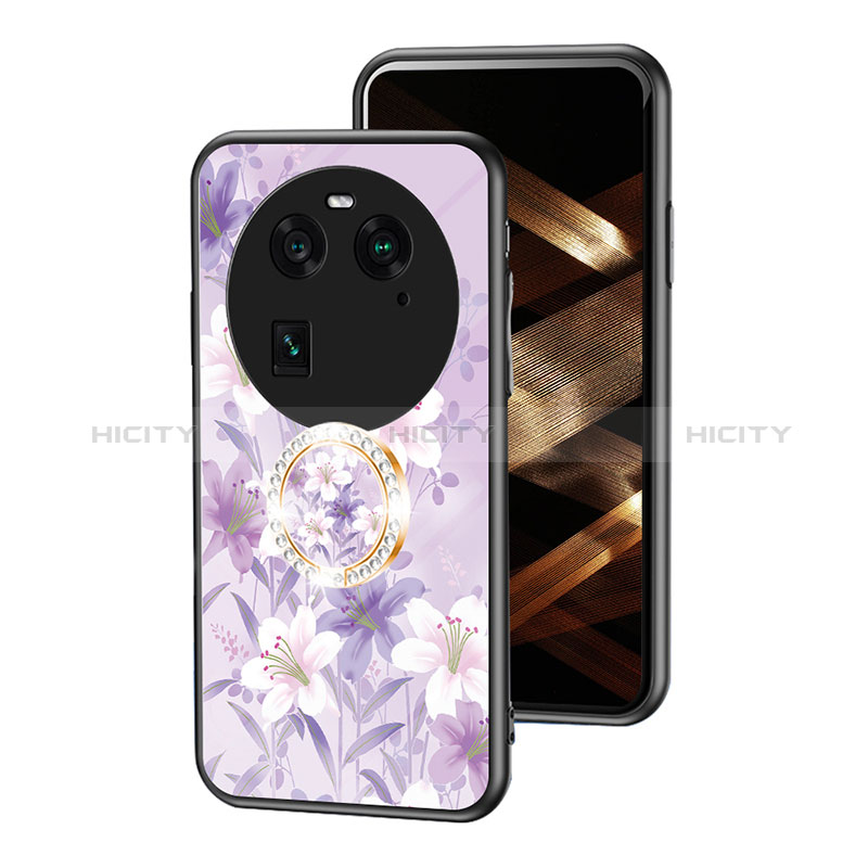 Handyhülle Silikon Hülle Rahmen Schutzhülle Spiegel Blumen S01 für Oppo Find X6 5G groß