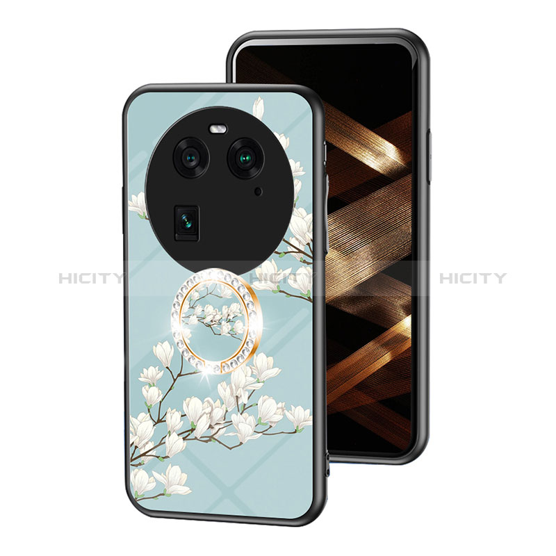 Handyhülle Silikon Hülle Rahmen Schutzhülle Spiegel Blumen S01 für Oppo Find X6 5G groß