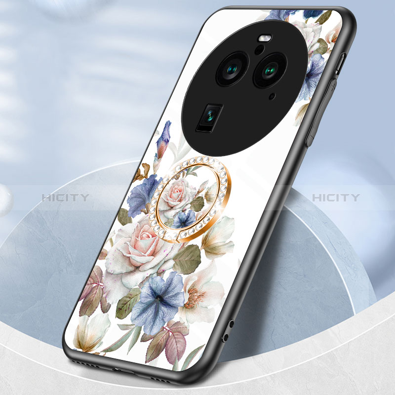 Handyhülle Silikon Hülle Rahmen Schutzhülle Spiegel Blumen S01 für Oppo Find X6 5G groß