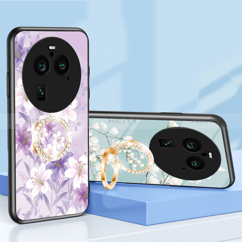 Handyhülle Silikon Hülle Rahmen Schutzhülle Spiegel Blumen S01 für Oppo Find X6 Pro 5G groß