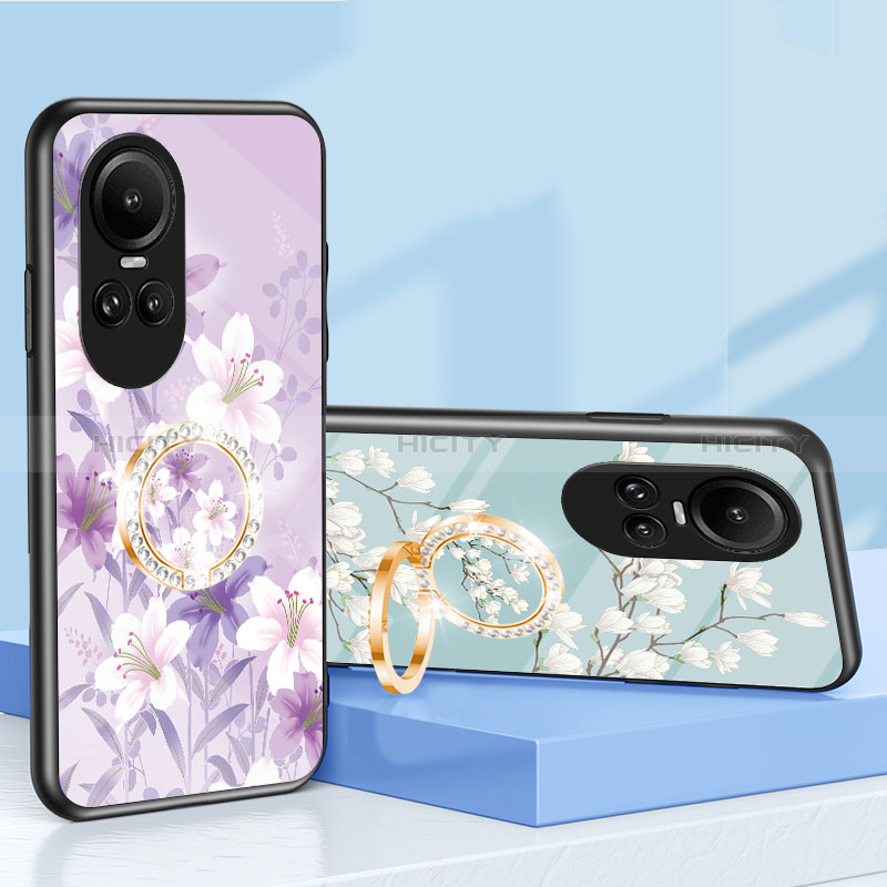 Handyhülle Silikon Hülle Rahmen Schutzhülle Spiegel Blumen S01 für Oppo Reno10 5G groß