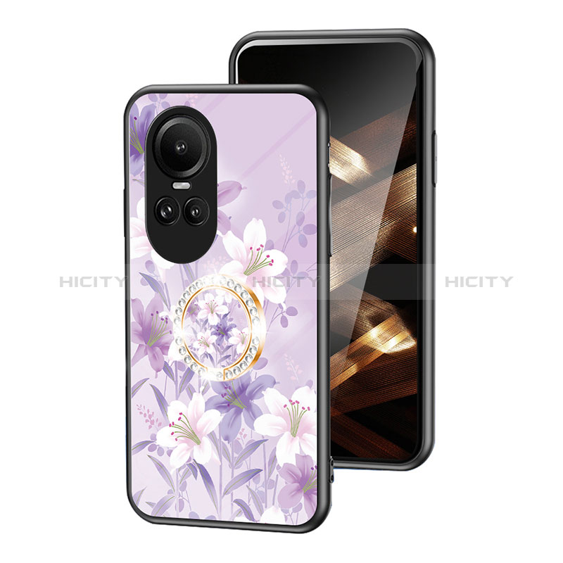 Handyhülle Silikon Hülle Rahmen Schutzhülle Spiegel Blumen S01 für Oppo Reno10 5G groß