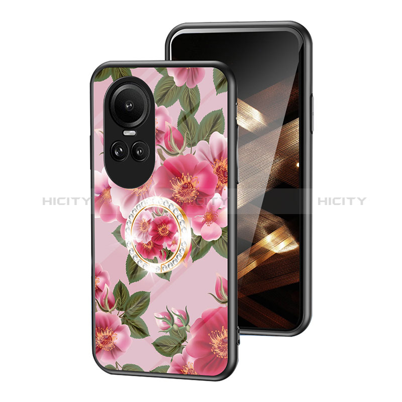 Handyhülle Silikon Hülle Rahmen Schutzhülle Spiegel Blumen S01 für Oppo Reno10 5G groß