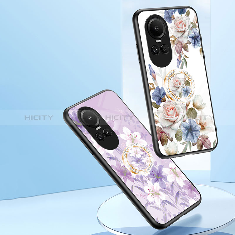 Handyhülle Silikon Hülle Rahmen Schutzhülle Spiegel Blumen S01 für Oppo Reno10 5G groß