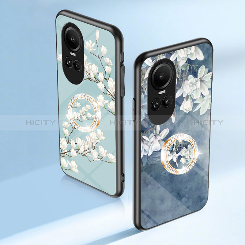 Handyhülle Silikon Hülle Rahmen Schutzhülle Spiegel Blumen S01 für Oppo Reno10 Pro 5G