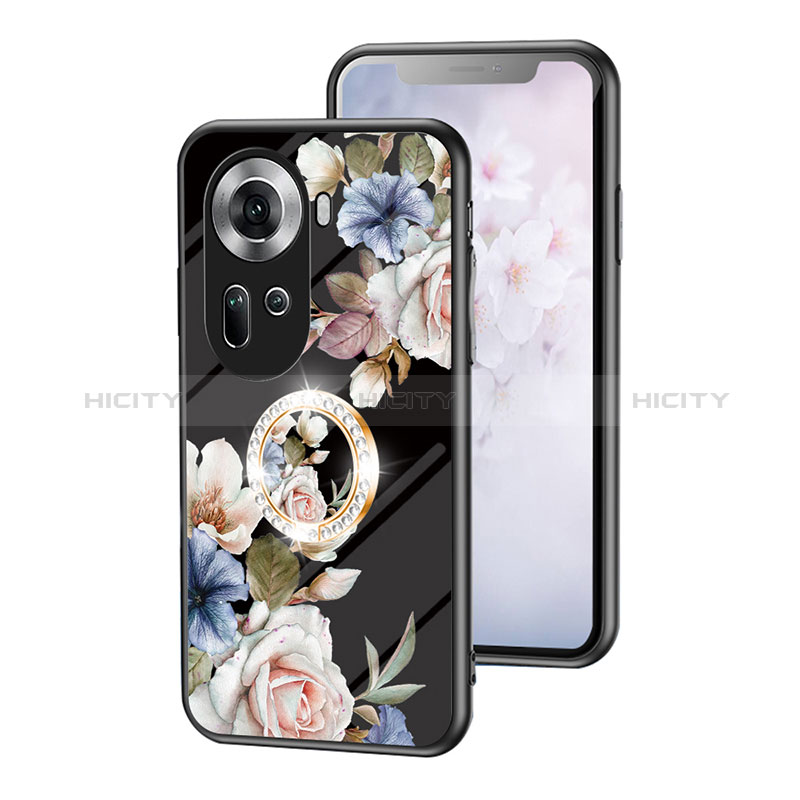 Handyhülle Silikon Hülle Rahmen Schutzhülle Spiegel Blumen S01 für Oppo Reno11 5G groß