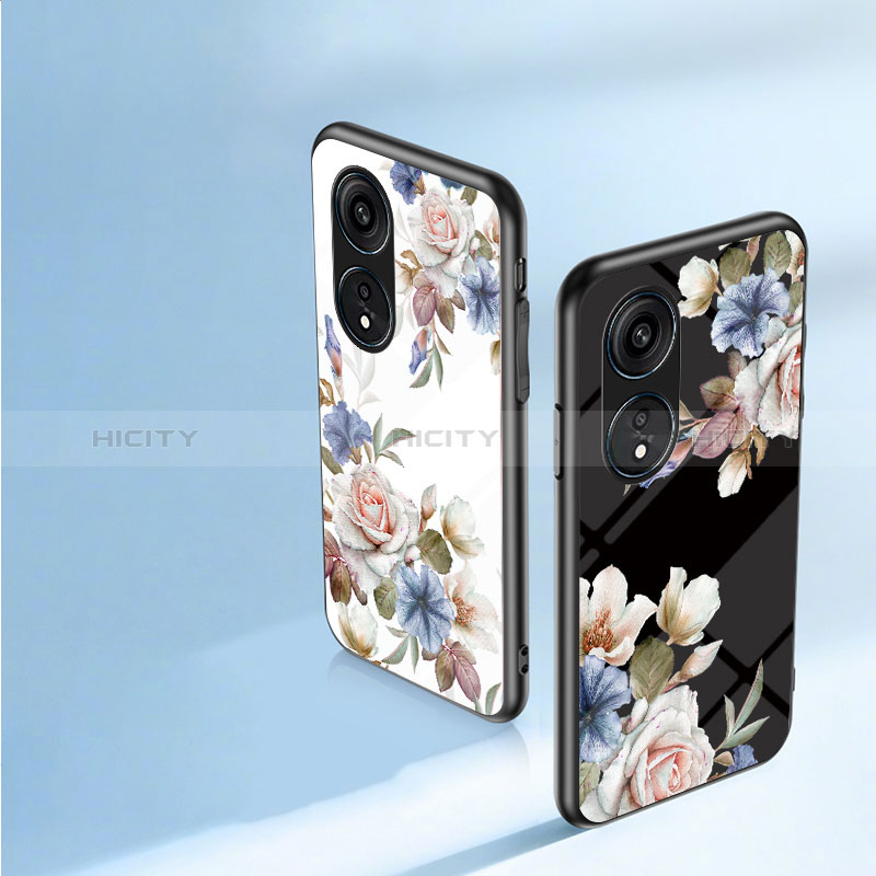 Handyhülle Silikon Hülle Rahmen Schutzhülle Spiegel Blumen S01 für Oppo Reno8 T 4G