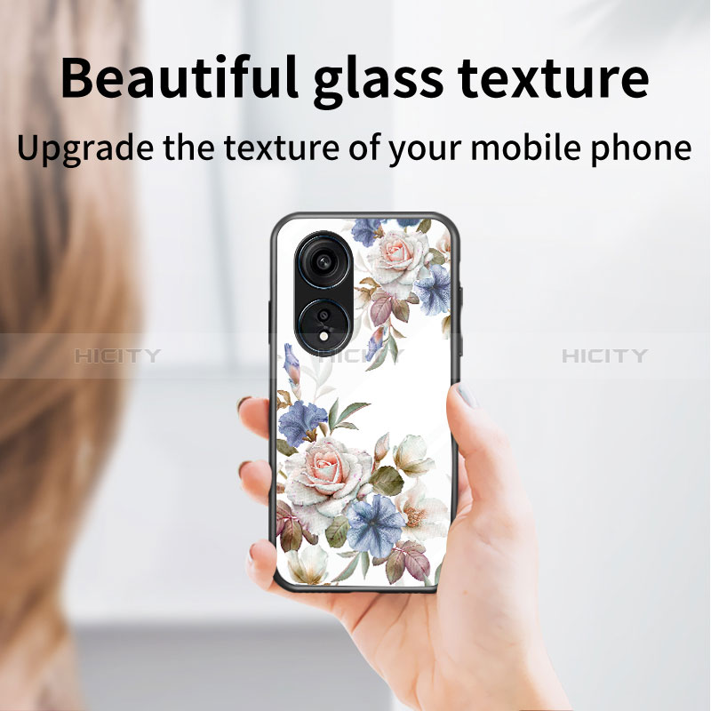 Handyhülle Silikon Hülle Rahmen Schutzhülle Spiegel Blumen S01 für Oppo Reno8 T 4G