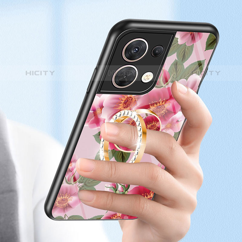 Handyhülle Silikon Hülle Rahmen Schutzhülle Spiegel Blumen S01 für Oppo Reno9 5G