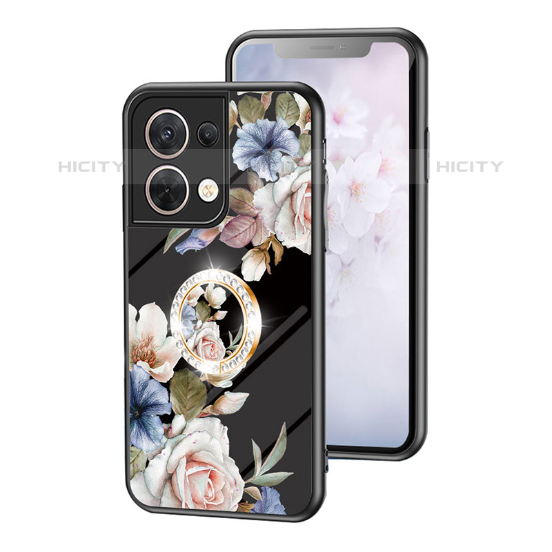 Handyhülle Silikon Hülle Rahmen Schutzhülle Spiegel Blumen S01 für Oppo Reno9 5G