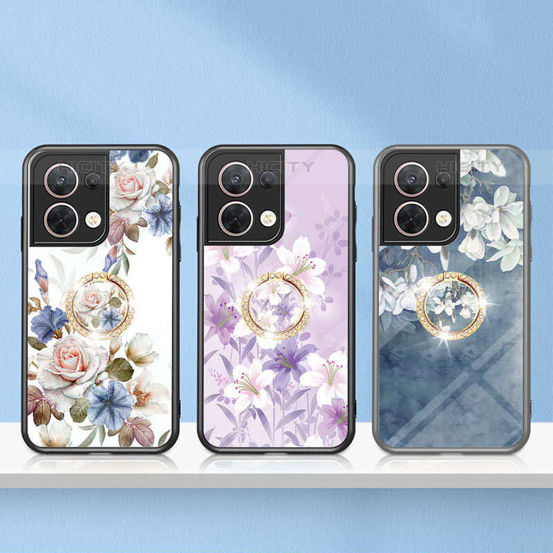 Handyhülle Silikon Hülle Rahmen Schutzhülle Spiegel Blumen S01 für Oppo Reno9 5G