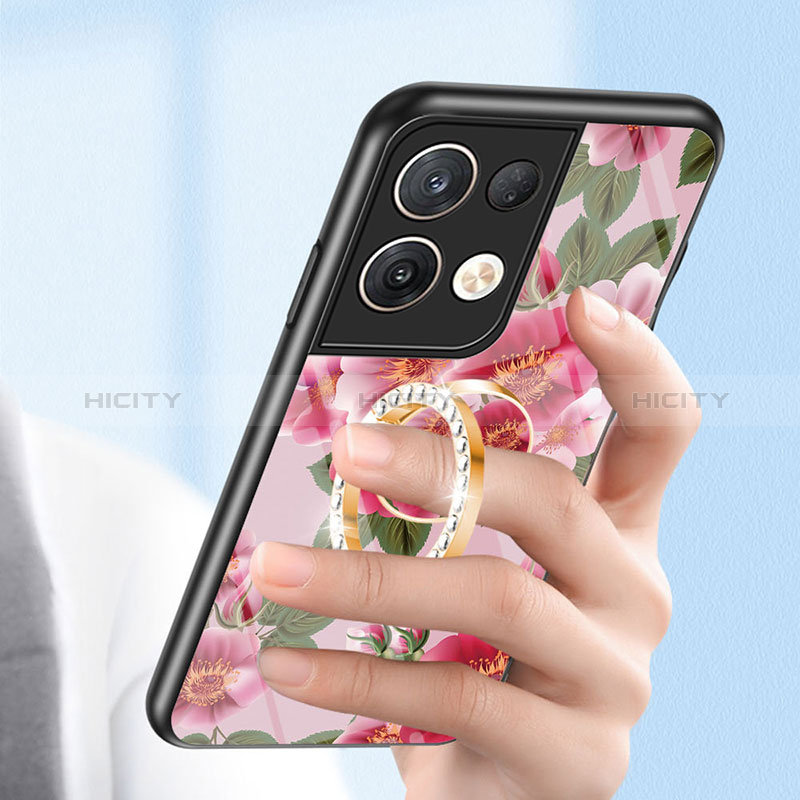 Handyhülle Silikon Hülle Rahmen Schutzhülle Spiegel Blumen S01 für Oppo Reno9 Pro+ Plus 5G