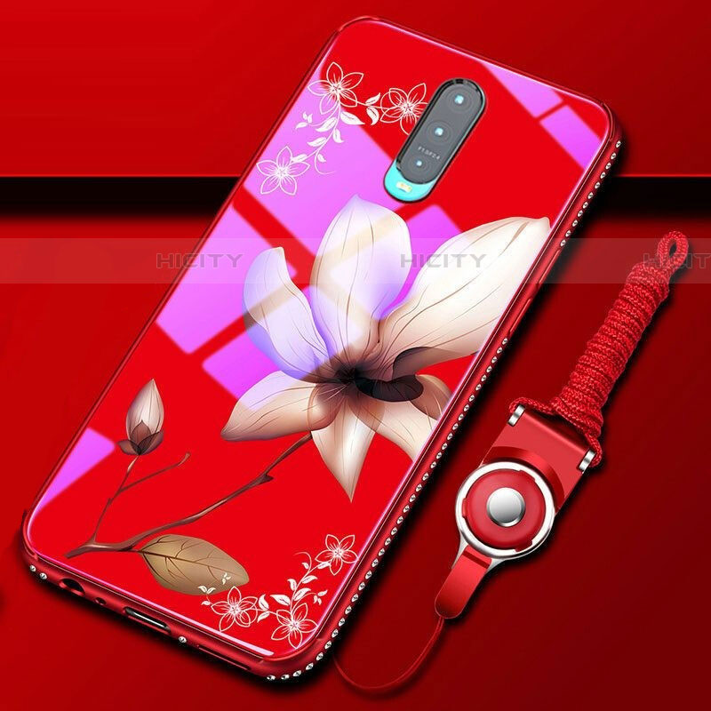 Handyhülle Silikon Hülle Rahmen Schutzhülle Spiegel Blumen S01 für Oppo RX17 Pro Rot Plus