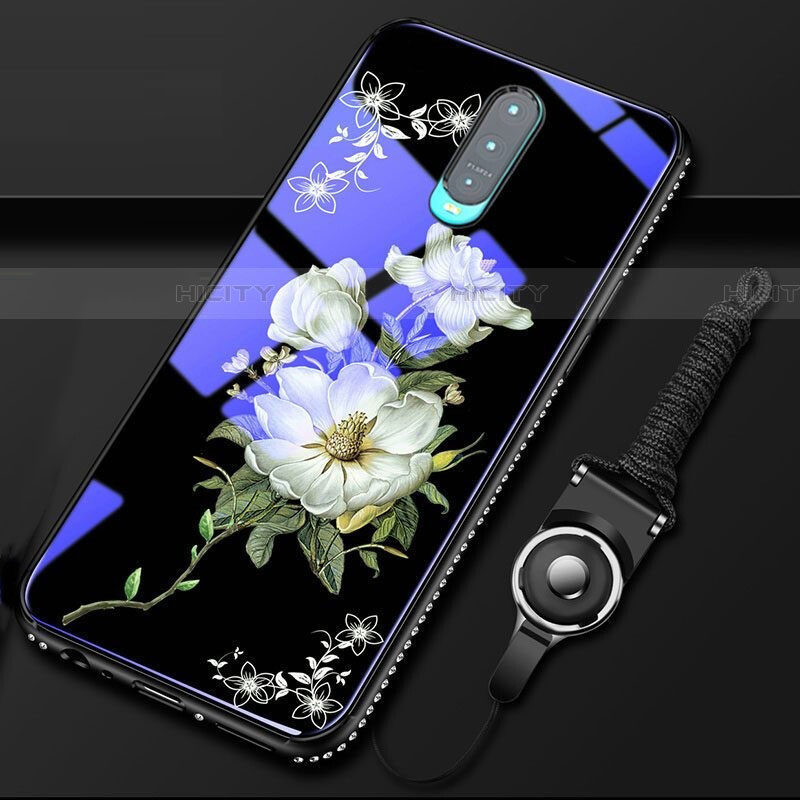 Handyhülle Silikon Hülle Rahmen Schutzhülle Spiegel Blumen S01 für Oppo RX17 Pro Schwarz