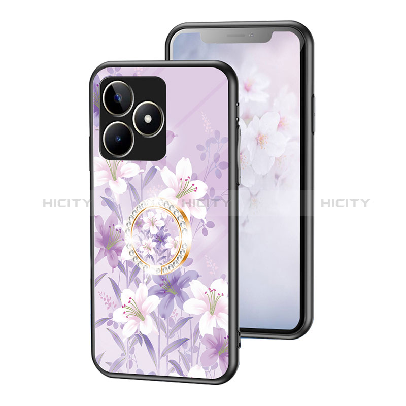 Handyhülle Silikon Hülle Rahmen Schutzhülle Spiegel Blumen S01 für Realme C51 groß