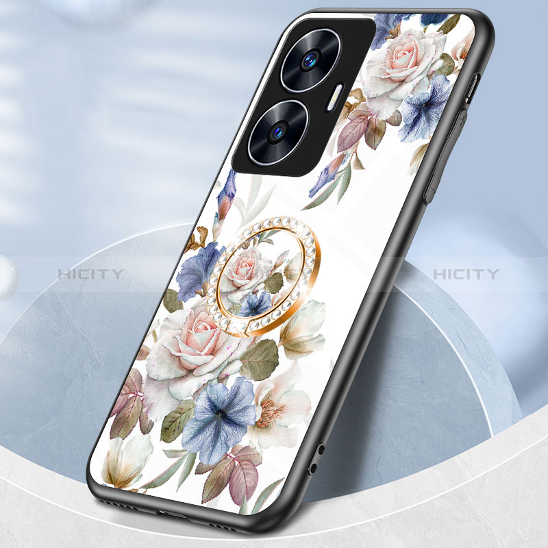 Handyhülle Silikon Hülle Rahmen Schutzhülle Spiegel Blumen S01 für Realme C55 groß