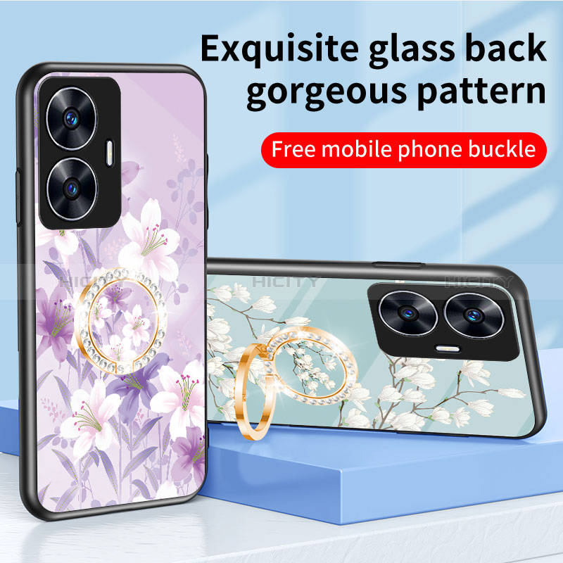 Handyhülle Silikon Hülle Rahmen Schutzhülle Spiegel Blumen S01 für Realme C55 groß