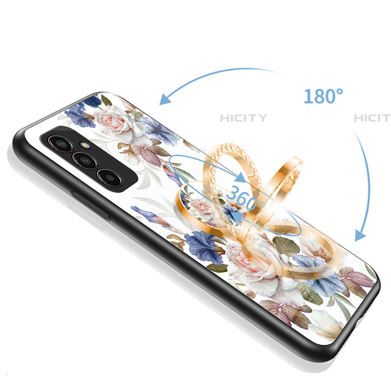 Handyhülle Silikon Hülle Rahmen Schutzhülle Spiegel Blumen S01 für Samsung Galaxy M13 4G groß