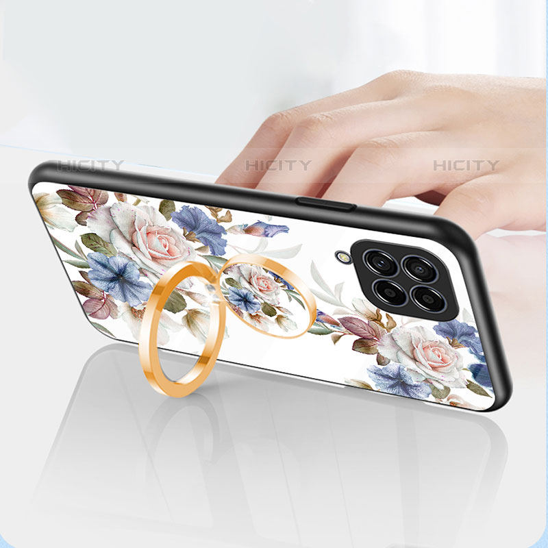 Handyhülle Silikon Hülle Rahmen Schutzhülle Spiegel Blumen S01 für Samsung Galaxy M53 5G groß