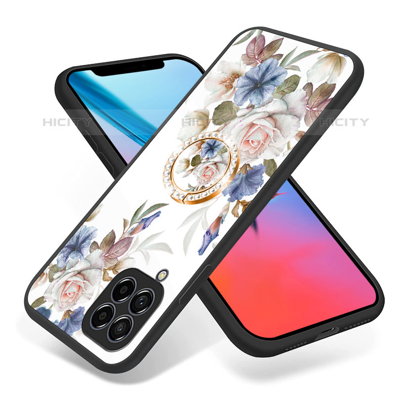 Handyhülle Silikon Hülle Rahmen Schutzhülle Spiegel Blumen S01 für Samsung Galaxy M53 5G groß