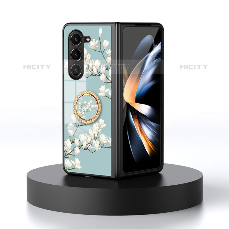 Handyhülle Silikon Hülle Rahmen Schutzhülle Spiegel Blumen S01 für Samsung Galaxy Z Fold5 5G