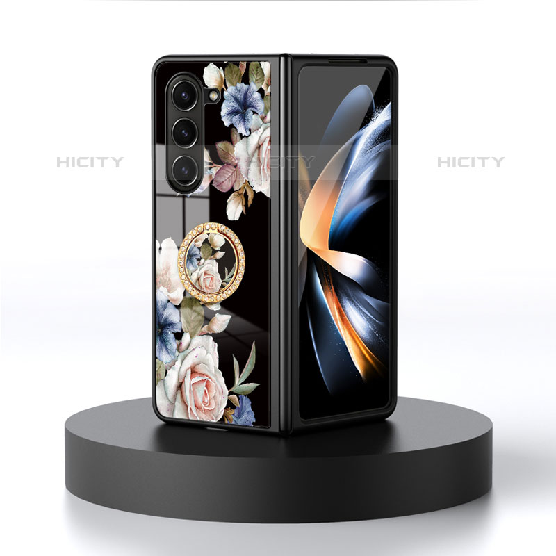 Handyhülle Silikon Hülle Rahmen Schutzhülle Spiegel Blumen S01 für Samsung Galaxy Z Fold5 5G