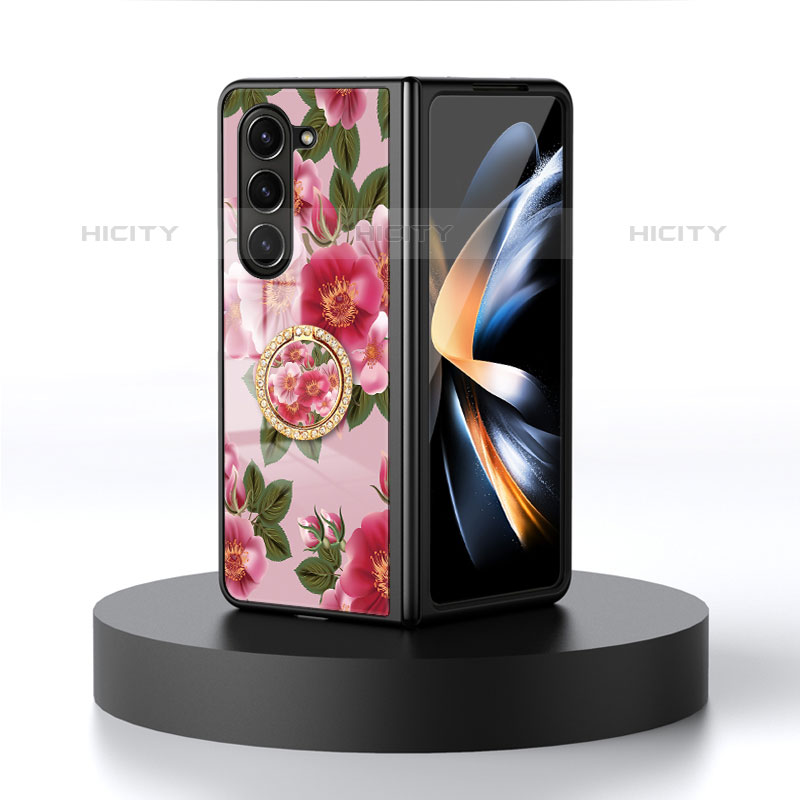 Handyhülle Silikon Hülle Rahmen Schutzhülle Spiegel Blumen S01 für Samsung Galaxy Z Fold5 5G