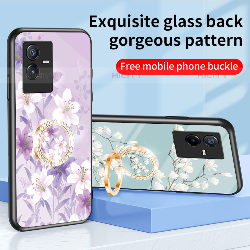 Handyhülle Silikon Hülle Rahmen Schutzhülle Spiegel Blumen S01 für Vivo iQOO Z6x groß