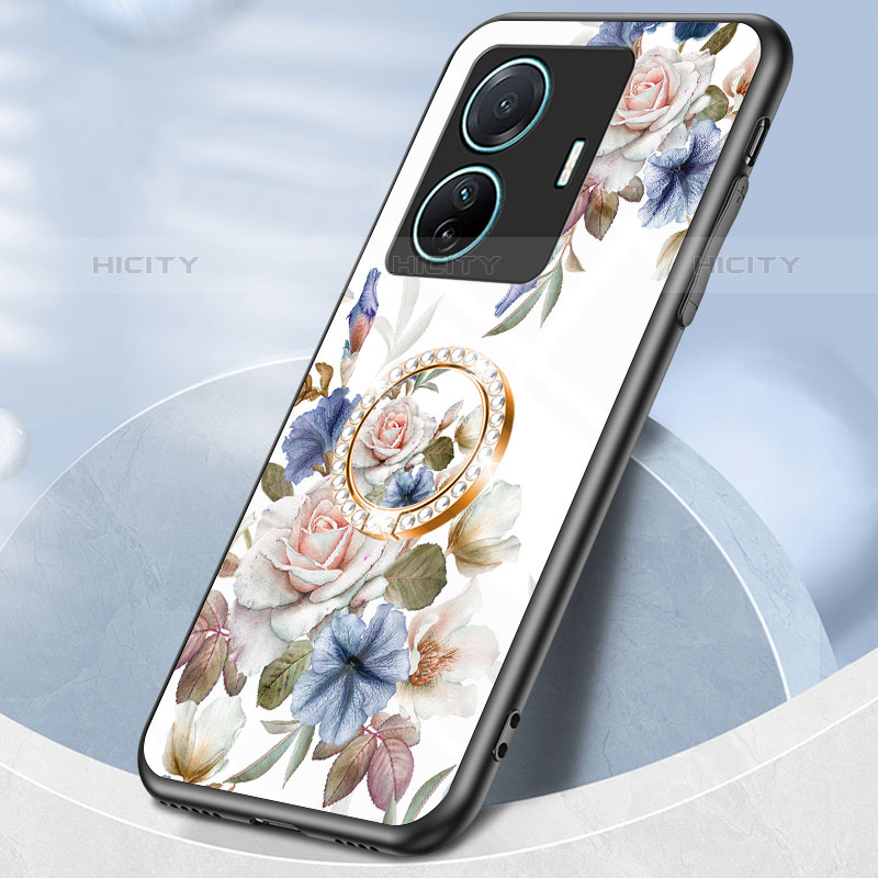 Handyhülle Silikon Hülle Rahmen Schutzhülle Spiegel Blumen S01 für Vivo T1 Pro 5G groß