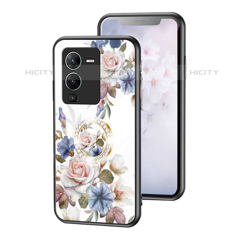 Handyhülle Silikon Hülle Rahmen Schutzhülle Spiegel Blumen S01 für Vivo V25 Pro 5G groß