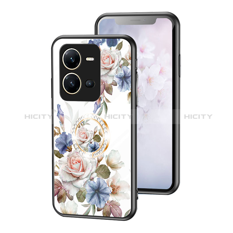 Handyhülle Silikon Hülle Rahmen Schutzhülle Spiegel Blumen S01 für Vivo X80 Lite 5G Weiß