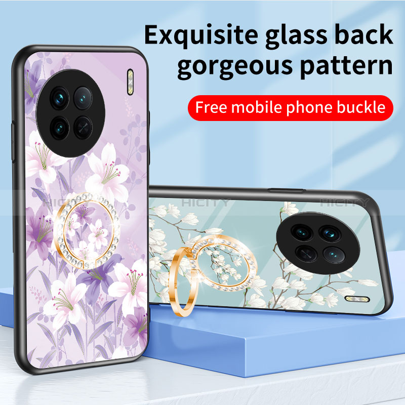 Handyhülle Silikon Hülle Rahmen Schutzhülle Spiegel Blumen S01 für Vivo X90 5G groß