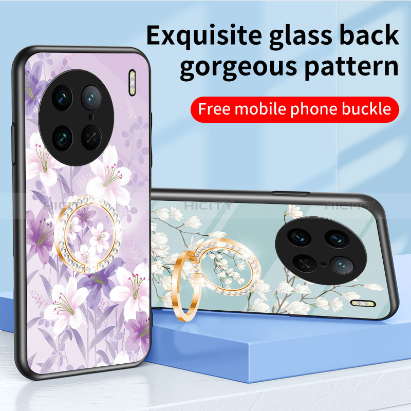 Handyhülle Silikon Hülle Rahmen Schutzhülle Spiegel Blumen S01 für Vivo X90 Pro 5G groß