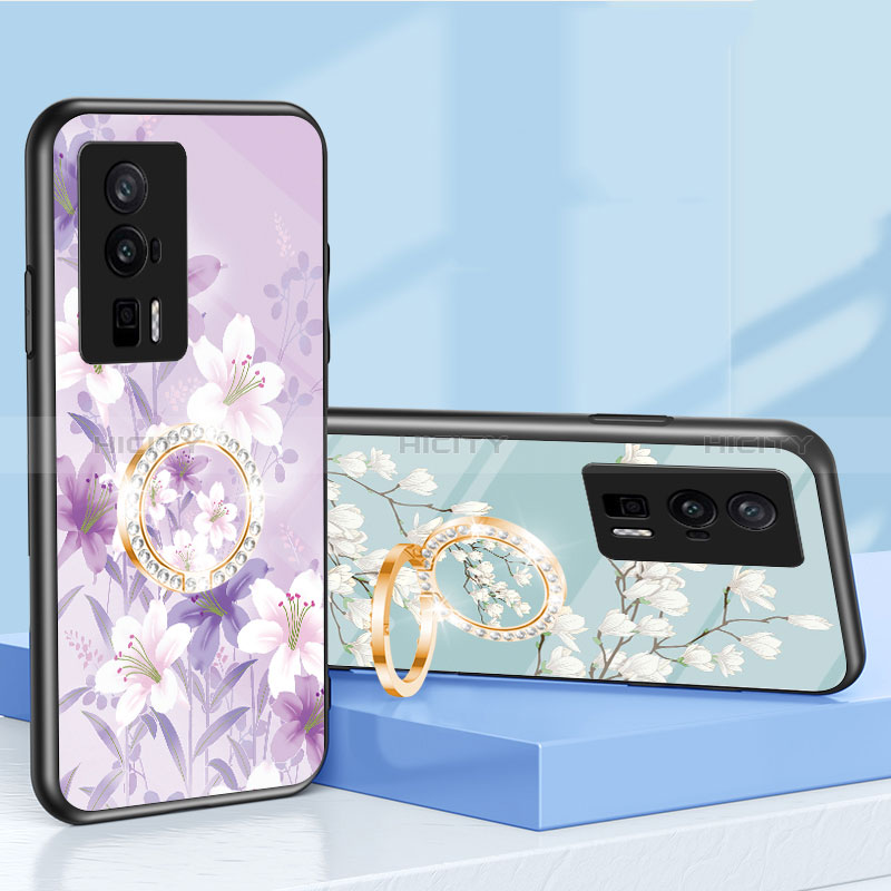 Handyhülle Silikon Hülle Rahmen Schutzhülle Spiegel Blumen S01 für Xiaomi Poco F5 Pro 5G groß