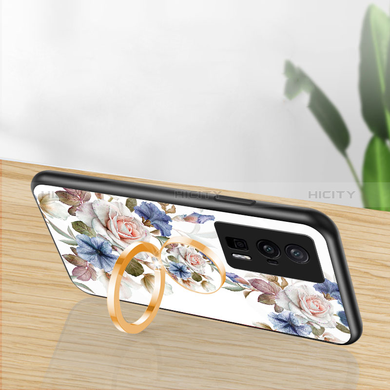 Handyhülle Silikon Hülle Rahmen Schutzhülle Spiegel Blumen S01 für Xiaomi Poco F5 Pro 5G groß