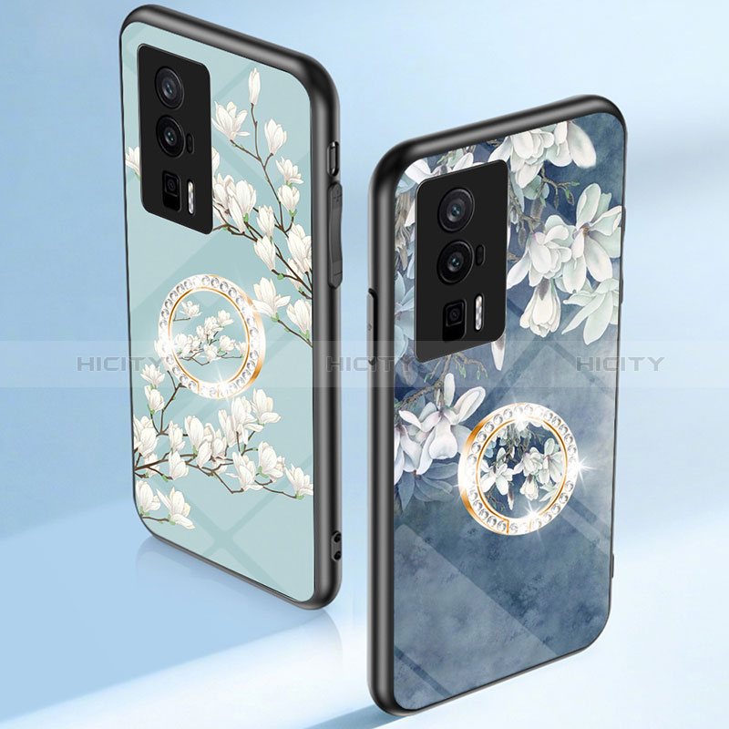 Handyhülle Silikon Hülle Rahmen Schutzhülle Spiegel Blumen S01 für Xiaomi Poco F5 Pro 5G groß