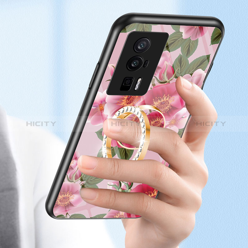 Handyhülle Silikon Hülle Rahmen Schutzhülle Spiegel Blumen S01 für Xiaomi Poco F5 Pro 5G groß