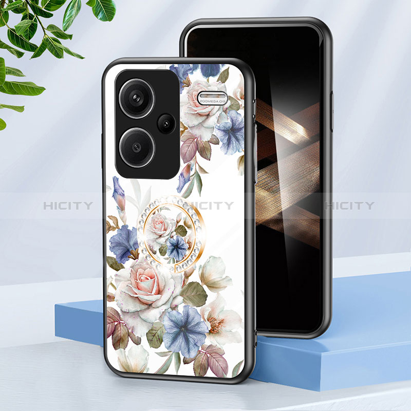 Handyhülle Silikon Hülle Rahmen Schutzhülle Spiegel Blumen S01 für Xiaomi Redmi Note 13 Pro+ Plus 5G Weiß Plus