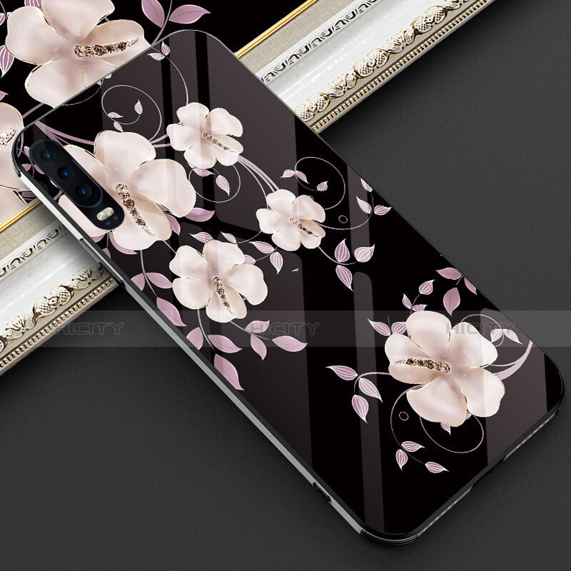 Handyhülle Silikon Hülle Rahmen Schutzhülle Spiegel Blumen S02 für Huawei P30 Violett